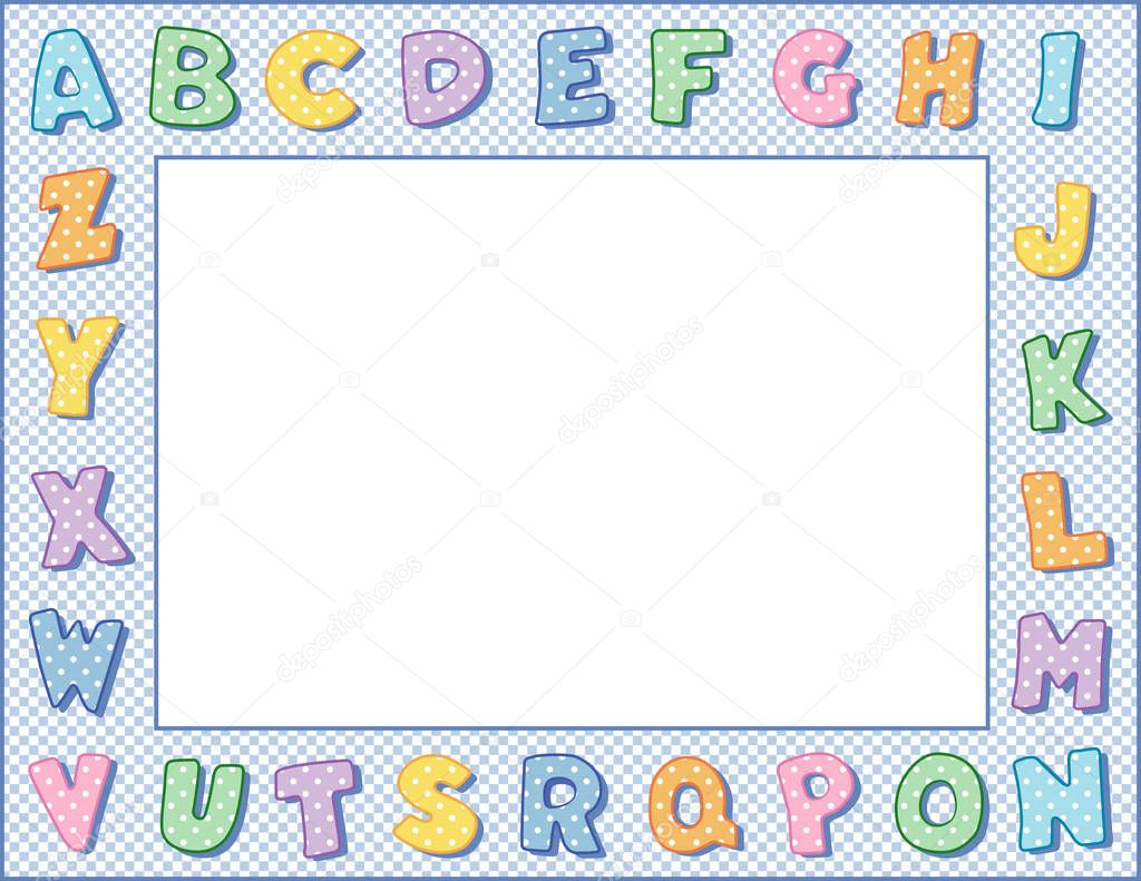 alphabet border paper nursery alphabet frame pastel