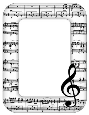 Müzik notlar resim çerçevesi, tiz nota anahtarı