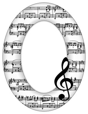 Müzik notlar Oval resim çerçevesi, tiz nota anahtarı