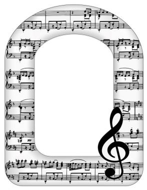 Müzik notlar resim çerçevesi, tiz nota anahtarı