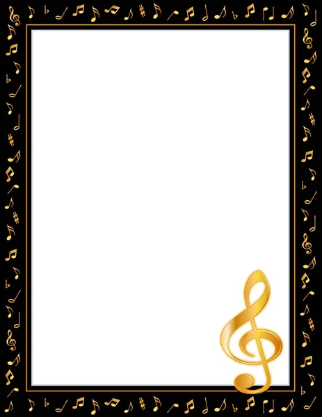 Картинка плаката, золотые ноты и скрипичный клеф — стоковый вектор