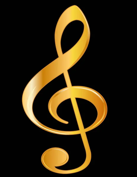 Tiz nota anahtarı, altın müzik, siyah arka plan