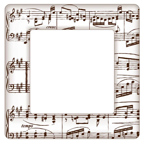 Müzik notlar resim çerçevesi, tiz nota anahtarı — Stok Vektör