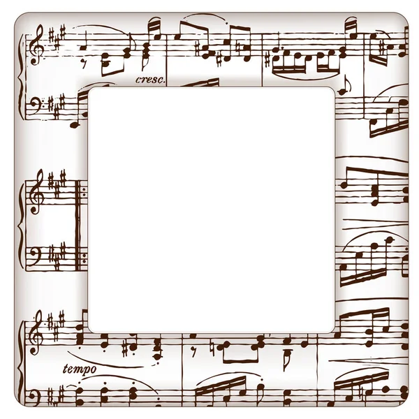 Music Notes Picture Frame, Treble Clef — Stock Vector