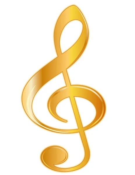 Notenschlüssel, goldene Musik, weißer Hintergrund — Stockvektor