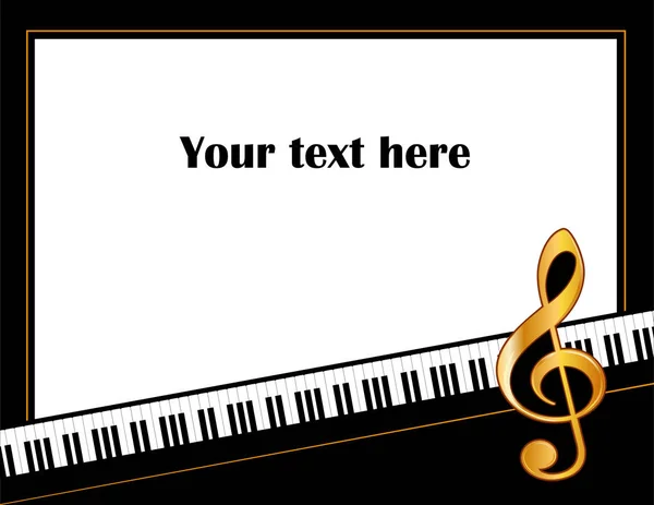 Музыкальные развлечения Плакат рамка, фортепиано клавиатура, Treble Clef, белый фон — стоковый вектор