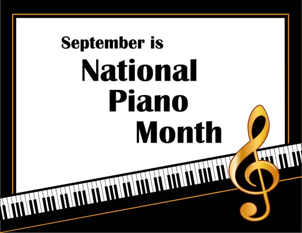 Piyano ay Poster, Eylül Ulusal ABD tatil, klavye, altın tiz nota anahtarı, beyaz arka plan — Stok Vektör