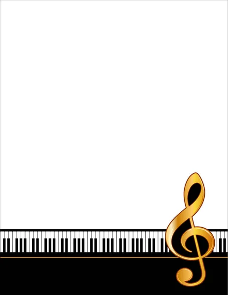 Música Entretenimiento Cartel Marco, Teclado de piano, Treble Clef — Vector de stock