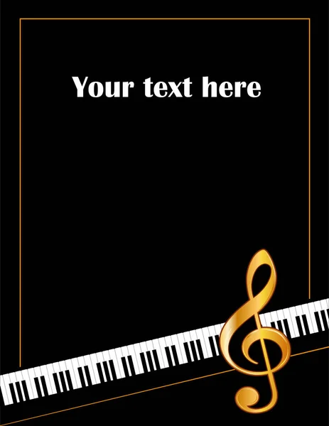 Musik Unterhaltung Plakatrahmen, Klaviertastatur, Notenschlüssel, schwarzer Hintergrund — Stockvektor