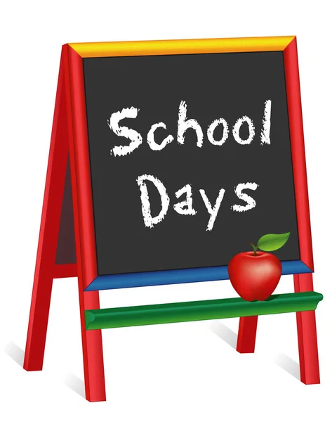 Schooldagen, Apple voor de leraar, schoolbord ezel voor kinderen — Stockvector