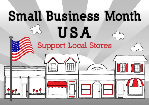 Small Business Month, USA, Support Local Business — Stock Vector