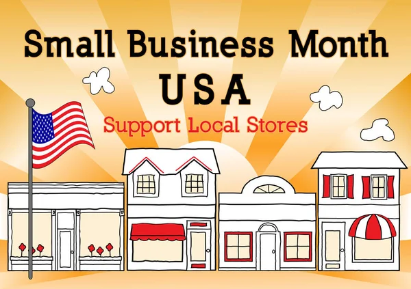 Small Business Month, USA, Support Local Business — Stock Vector