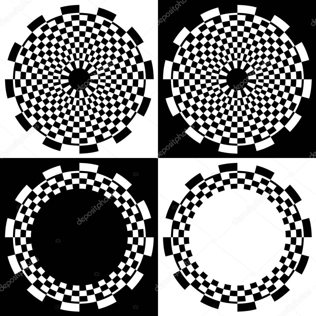 Dartboard Spiral Design Patterns and Frames, Checkerboard