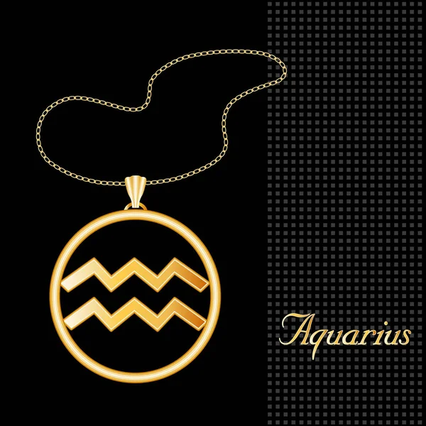 Bijoux Horoscope Aquarius Collier pendentif — Image vectorielle