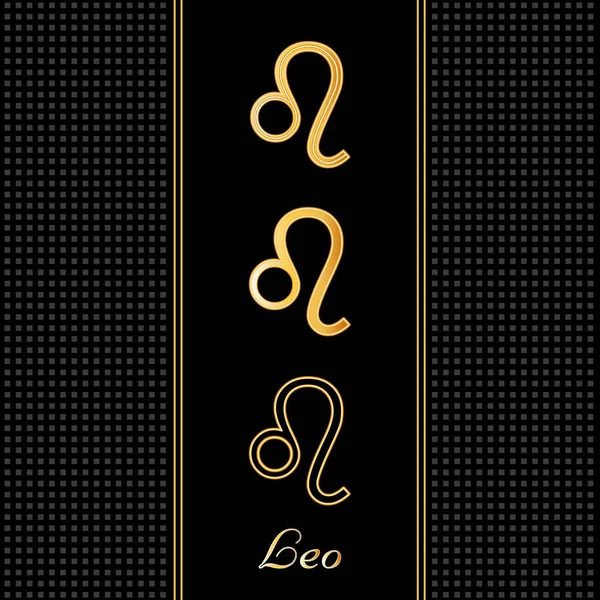 Símbolos do Horóscopo de Ouro Leo — Vetor de Stock