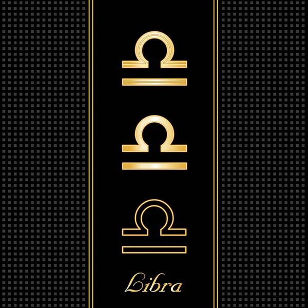 Símbolos do Horóscopo de Ouro de Libra — Vetor de Stock
