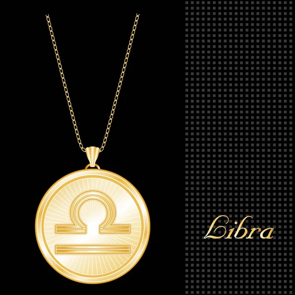 Libra Horóscopo Collar Joyas Medallón — Vector de stock