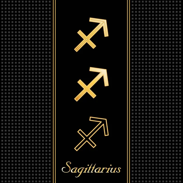 Sagittarius-Goldhoroskop-Symbole — Stockvektor