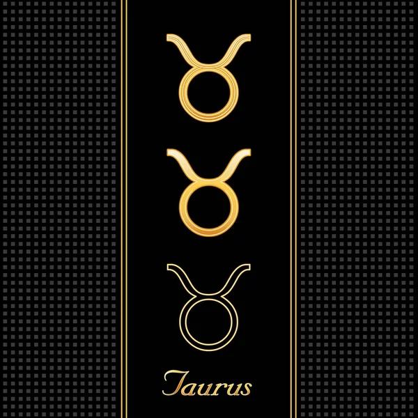 Taurus guld horoskop symboler — Stock vektor