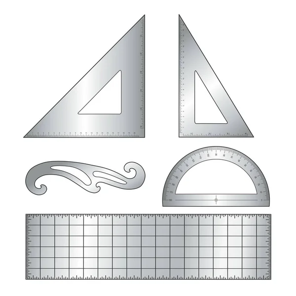 Αλουμίνιο σύνταξη εργαλεία για μηχανικούς, αρχιτεκτονική, επιστήμη και μαθηματικά — Διανυσματικό Αρχείο