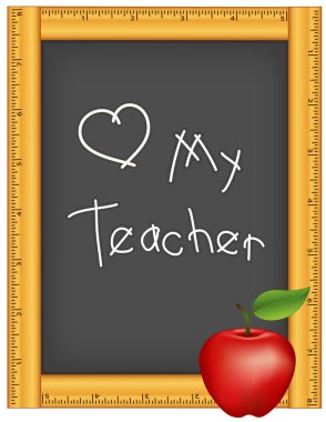 Kara tahta, cetvel çerçeve, aşk benim öğretmenim, elma