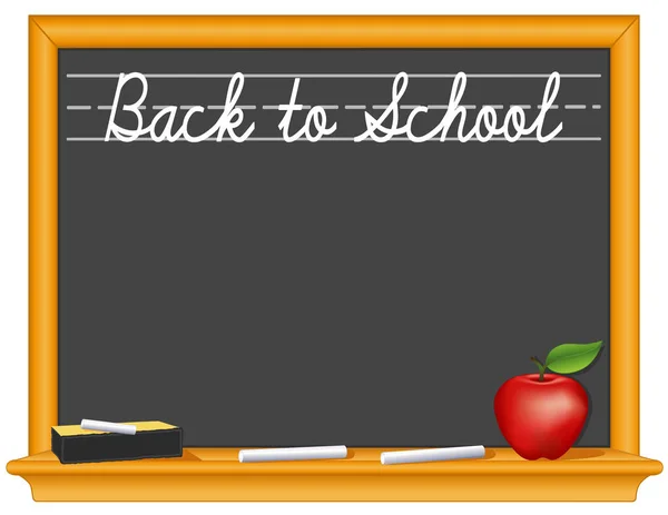 黑板，回到学校，老师的苹果 — 图库矢量图片