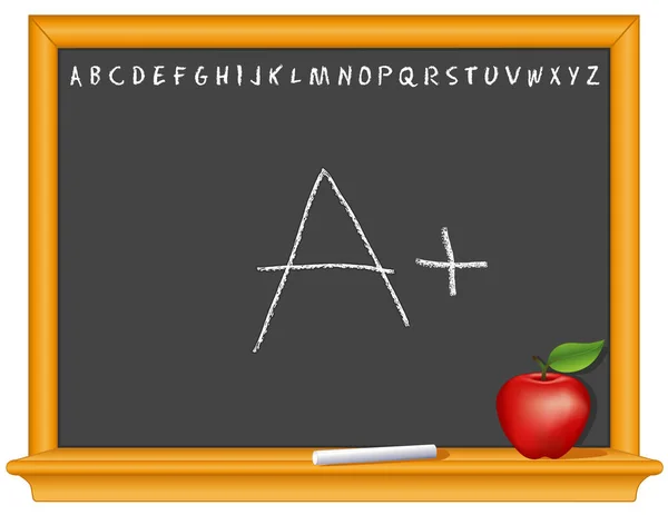 Kreidetafel, Plus, Apfel für den Lehrer — Stockvektor