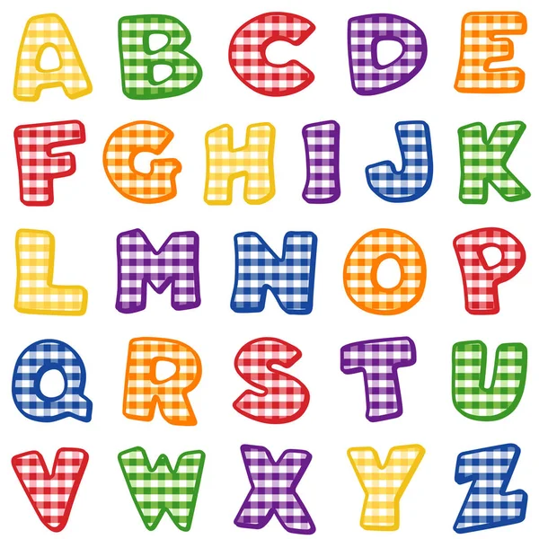 Alphabet, Lumineux Gingham Check Couleurs — Image vectorielle