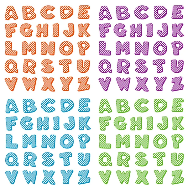 Alphabet, Quatre jeux d'alphabet Gingham Check — Image vectorielle