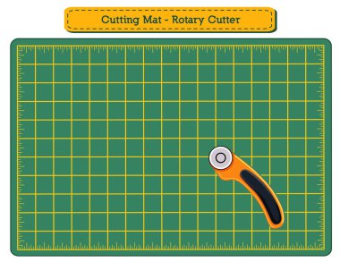Cutting Mat and Rotary Blade Cutter for DIY Sewing, Quilting, Patchwork, Arts and Crafts clipart