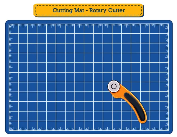 Estera de corte y cortador de cuchillas rotatorio para costura de bricolaje, acolchado, patchwork, artes y manualidades — Vector de stock