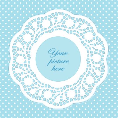 Dantel bardak altlığı peçete resim çerçevesi, Pastel Aqua Polka Dot arka plan