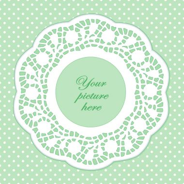 Dantel bardak altlığı peçete resim çerçevesi, Pastel Yeşil Polka Dot arka plan