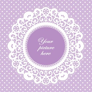 Dantel bardak altlığı peçete resim çerçevesi, Pastel lavanta Polka Dot arka plan