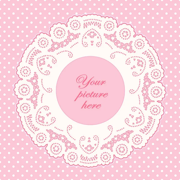 Dantel bardak altlığı peçete resim çerçevesi, Pastel pembe Polka Dot arka plan