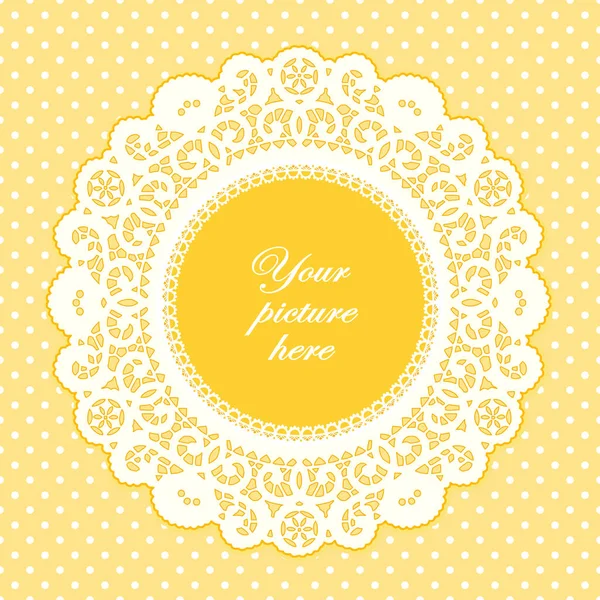 Dantel bardak altlığı peçete resim çerçevesi, Pastel sarı puantiyeli arka plan