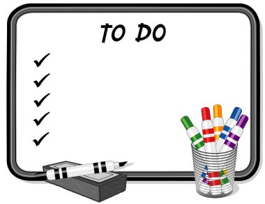 Beyaz tahta denetim listesi yapmak liste, Marker Kalem silgi, Resepsiyon Organizer'da alanı kopyalayın