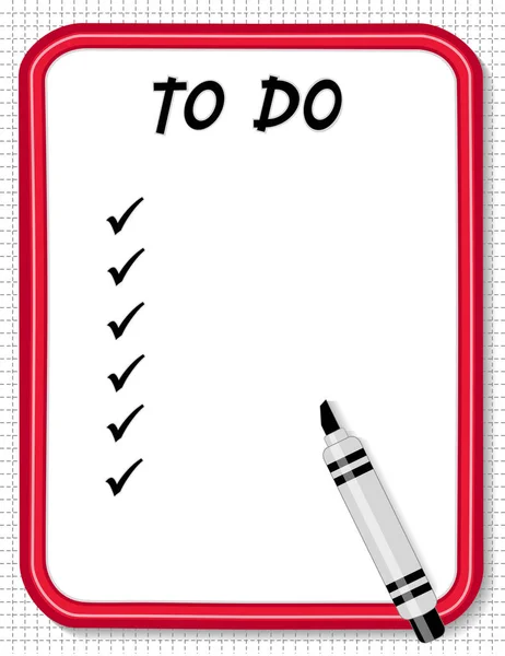To Do List Whiteboard Checklist, Marker Pen, Copy Space — Stock Vector