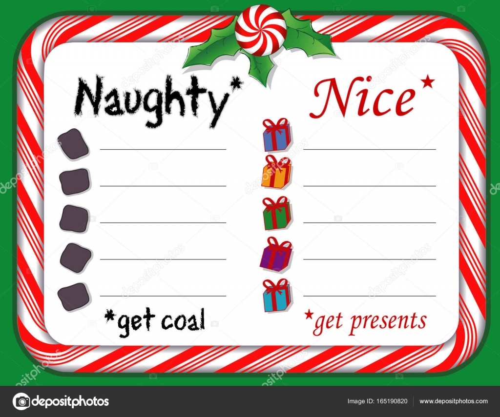 Naughty candy cane Naughty or Nice List for Santa Claus, Peppermint