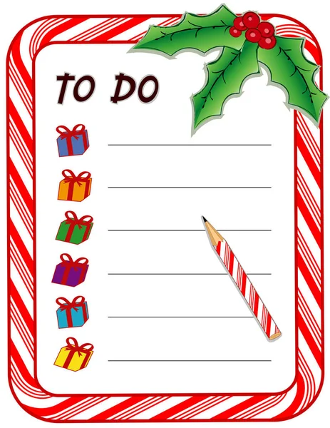 Christmas Gift To Do List, Peppermint Candy Cane Frame - Stok Vektor