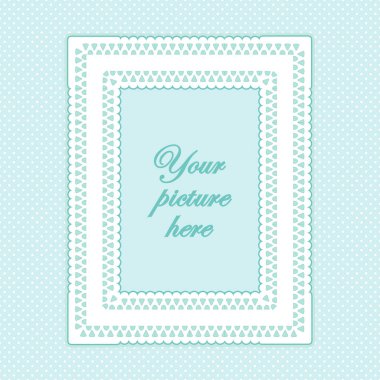 Dantel deliği bardak altlığı peçete resim çerçevesi, Pastel Aqua Polka Dot arka plan