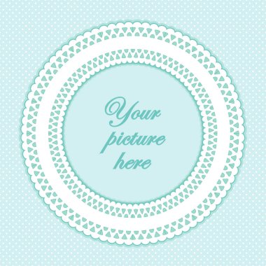 Dantel deliği bardak altlığı peçete resim çerçevesi, Pastel Aqua Polka Dot arka plan