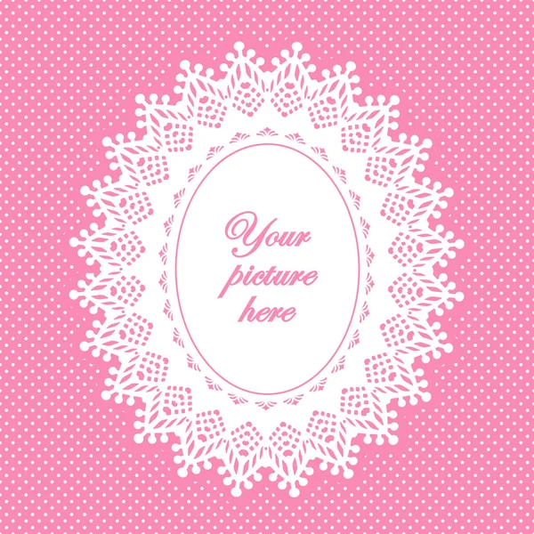 Dantel bardak altlığı peçete resim çerçevesi, Pastel pembe Polka Dot arka plan