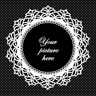 Dantel bardak altlığı peçete resim çerçevesi, Polka Dot arka plan