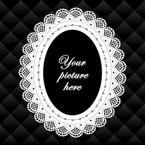 Dantel bardak altlığı peçete Vintage resim çerçevesi kapitone arka plan üzerinde 