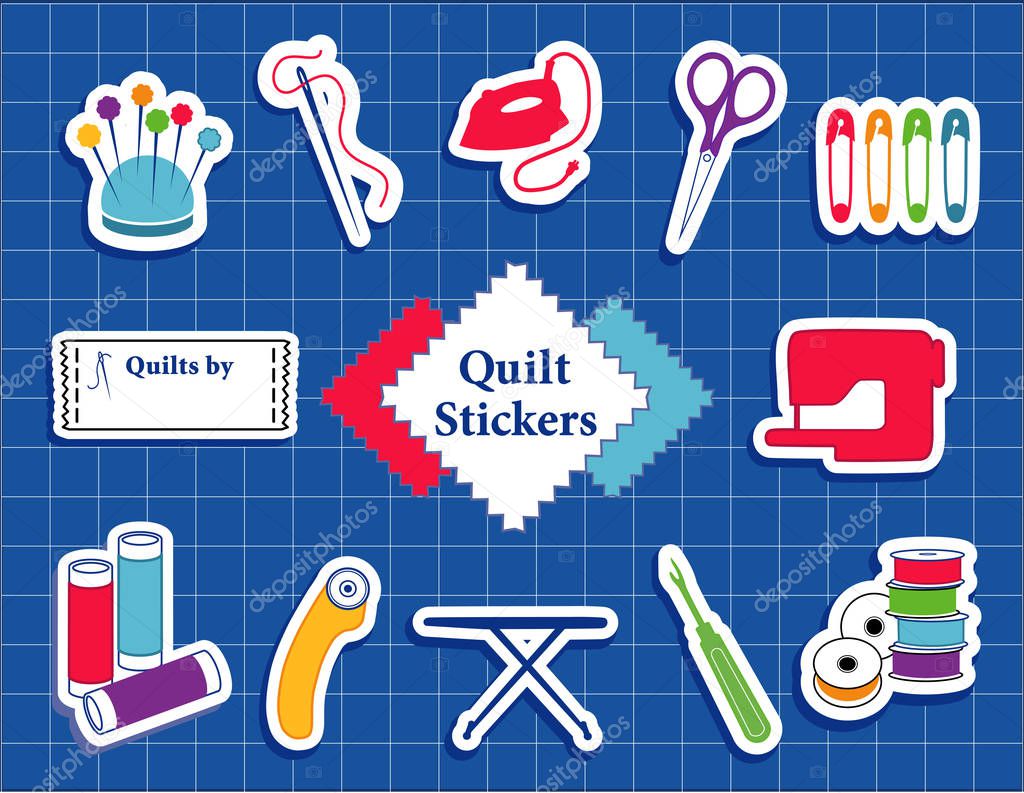 Quilt, Patchwork, DIY Sewing Stickers on Cutting Mat