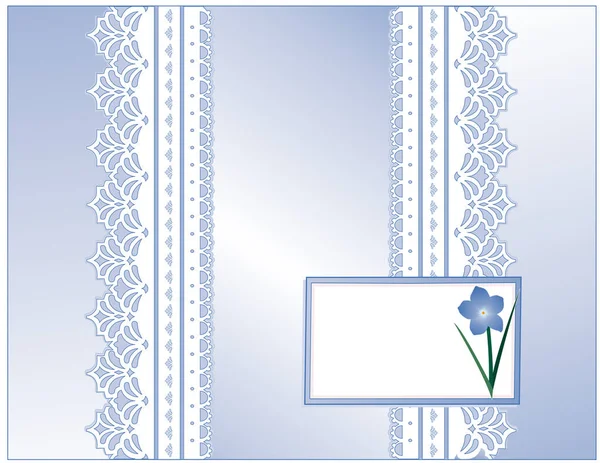 Δαντέλα βικτοριανό στυλ παρόντες, ξεχνάς δεν λουλούδι, παστέλ μπλε σατέν, δώρο κάρτα με αντιγραφή χώρο — Διανυσματικό Αρχείο