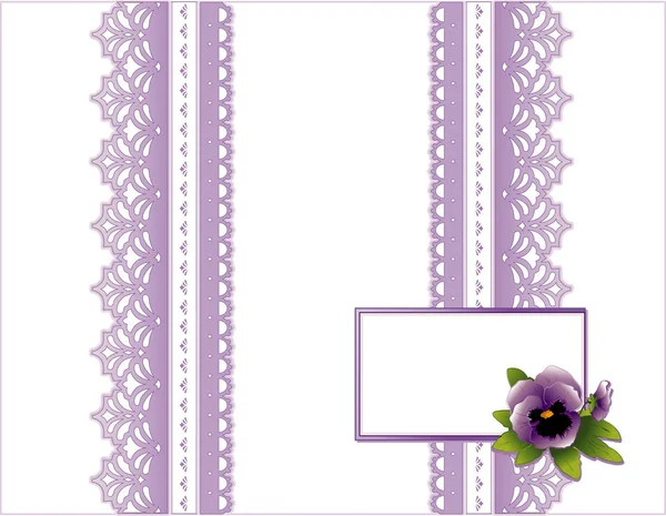 Lavendel blombukett, viktoriansk stil spetsar presentkort med kopia utrymme för närvarande — Stock vektor