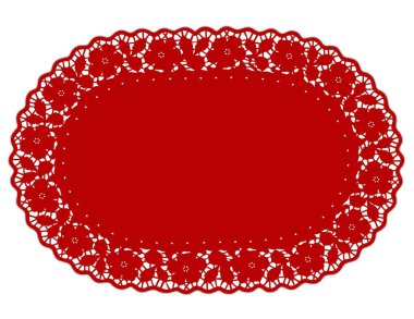 Dantel bardak altlığı peçete yer minderi, Oval, Rose sınır tasarım deseni