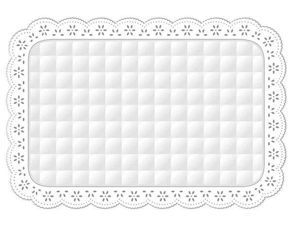 Luogo Mat, Quilted White Eyelet Lace Embroidery — Vettoriale Stock